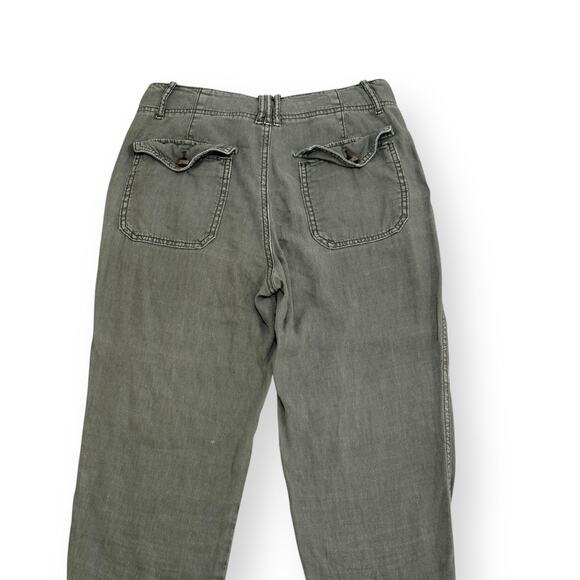American Eagle Army Green Linen Blend Cargo Pants Womens 4 Distressed Grunge - Picture 9 of 15